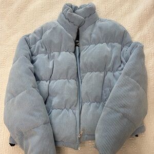 Hollister Light Blue Corduroy Puffer Jacket